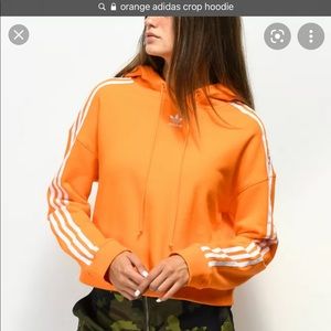 ORANGE ADIDAS CROPPED HOODIE🧡